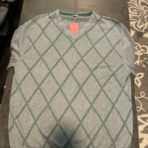 Cutter and Buck gray and green argyle 100% cotton Golf sweater size XL